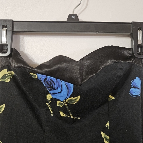 Dress Tells Prom/formal Black Mini Dress With Blue Flowers! - Picture 3 of 9